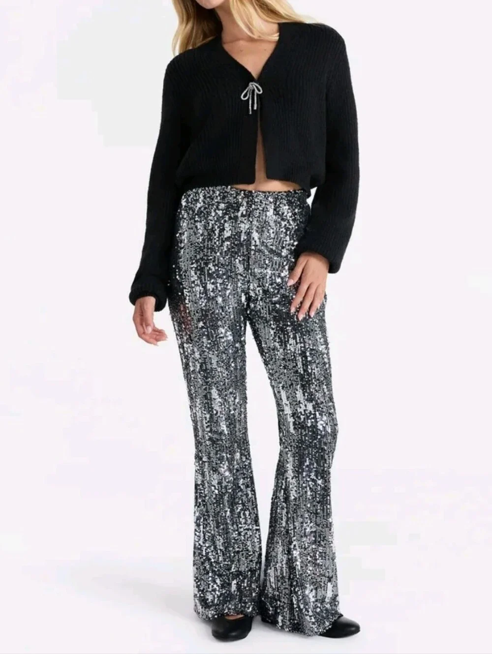 No Boundaries Sequin Flare Pants